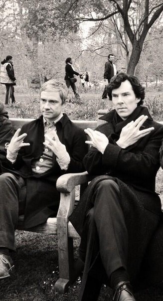 с Мартином на съемках 3-его сезона &quot;Шерлока&quot;