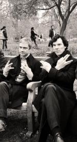 с Мартином на съемках 3-его сезона "Шерлока"