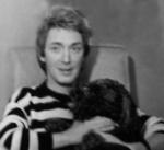 Игорь Старыгин в одной из телепередач (черно - белая фотография с собакой) (начало 90 - х прошлого века)